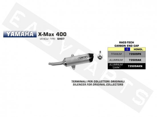 Muffler ARROW Race-Tech Alu. Dark/C Yamaha X-Max 400i E3 '13-'16
